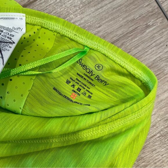 Sweaty Betty Lime Green Pulse Running Tank Top Mesh Crop Size XL - Picture 4 of 5